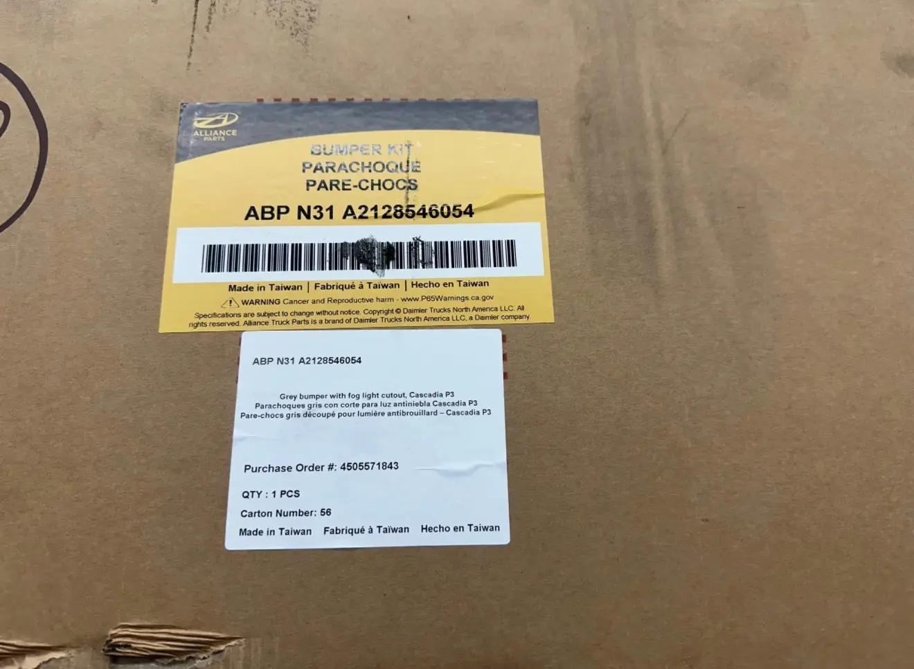 New Alliance Freightliner Cascadia Poly Bumpers