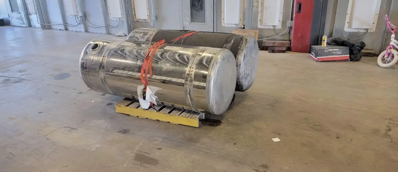 26” x 140 gallon stainless wrapped fuel tanks