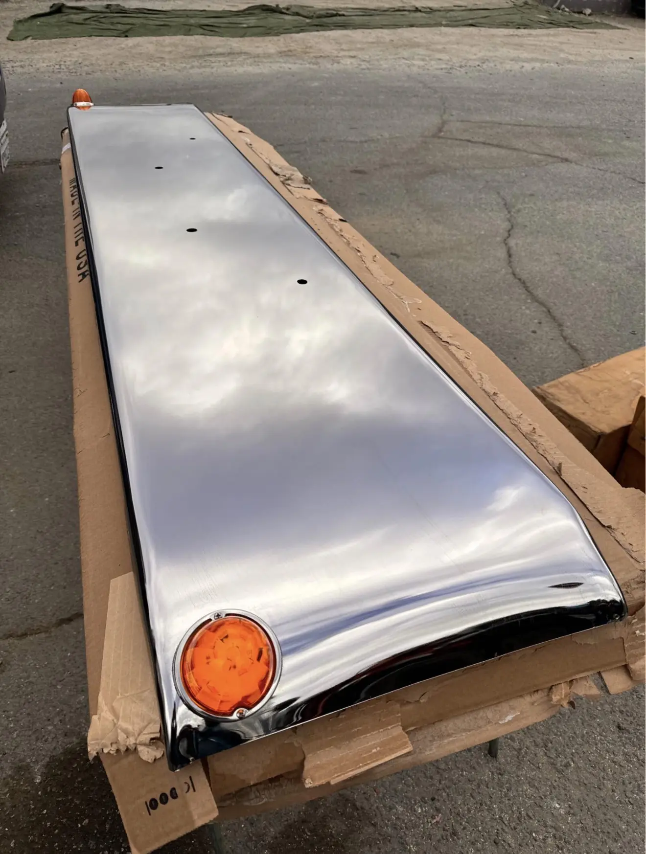 19” Rolled End Texas Chrome Bumper for Peterbilt 389