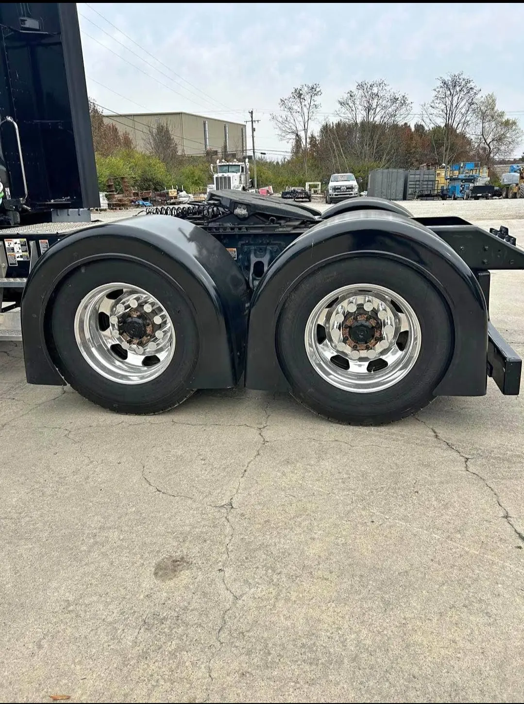 Black Fiberglass Full Fenders for Semi Truck (Dual Axle) – With Brackets
